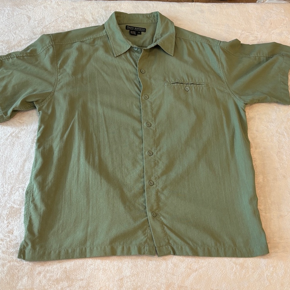 Royal Robbins Outdoor Travel Clothing green button down Utility Shirt XL